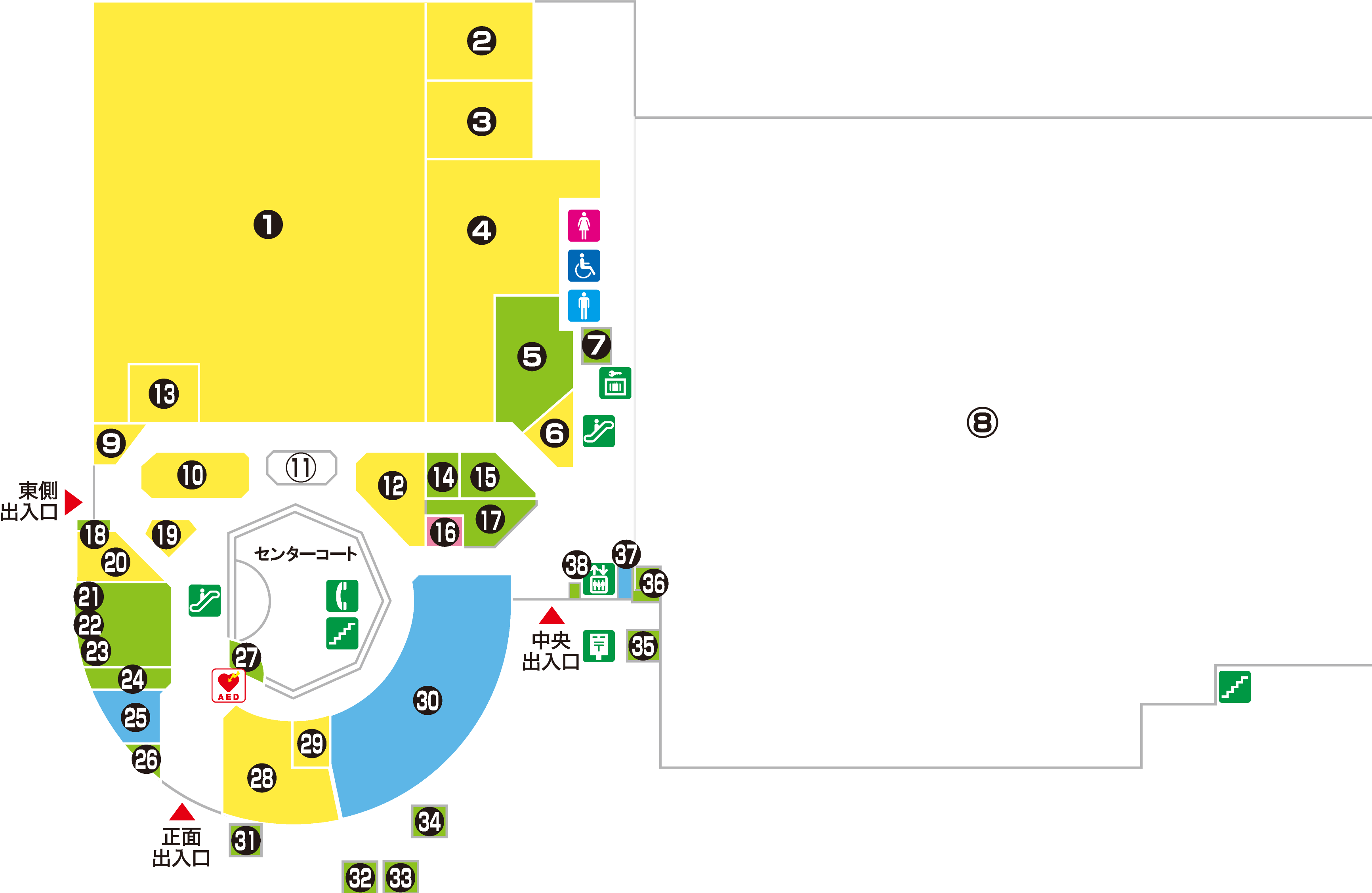 食品雑貨とサービスのフロア